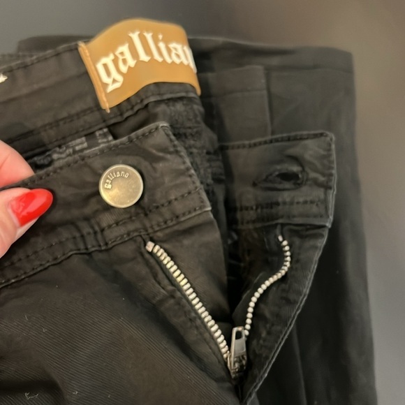 Galliano authentic black denim pants, split hem with buttons, low waist, size 27 - Picture 3 of 14